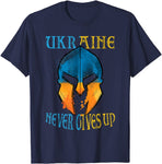 T-Shirt Spartiate Bleu Marine Ukraine Never Gives Up