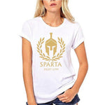 T-Shirt Spartiate Femme Blanc Gym Fight